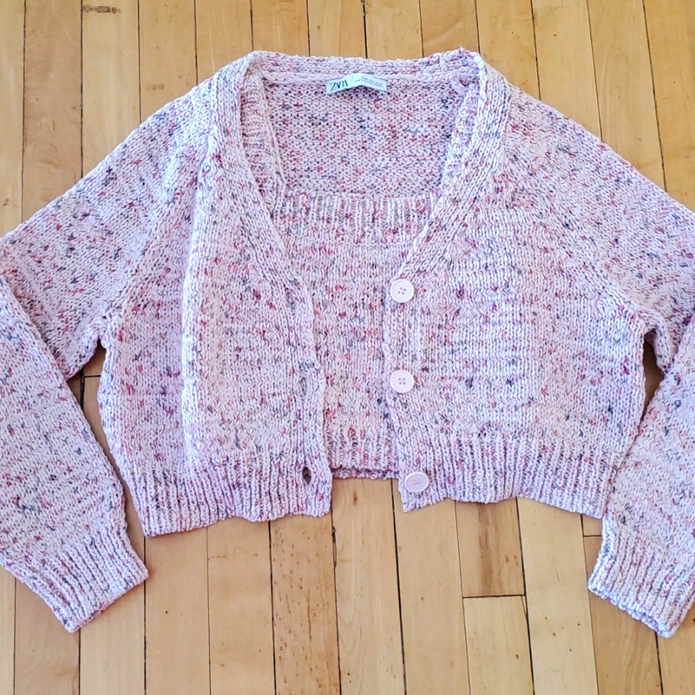Zara Knit Cami and Cardigan Set Sz S